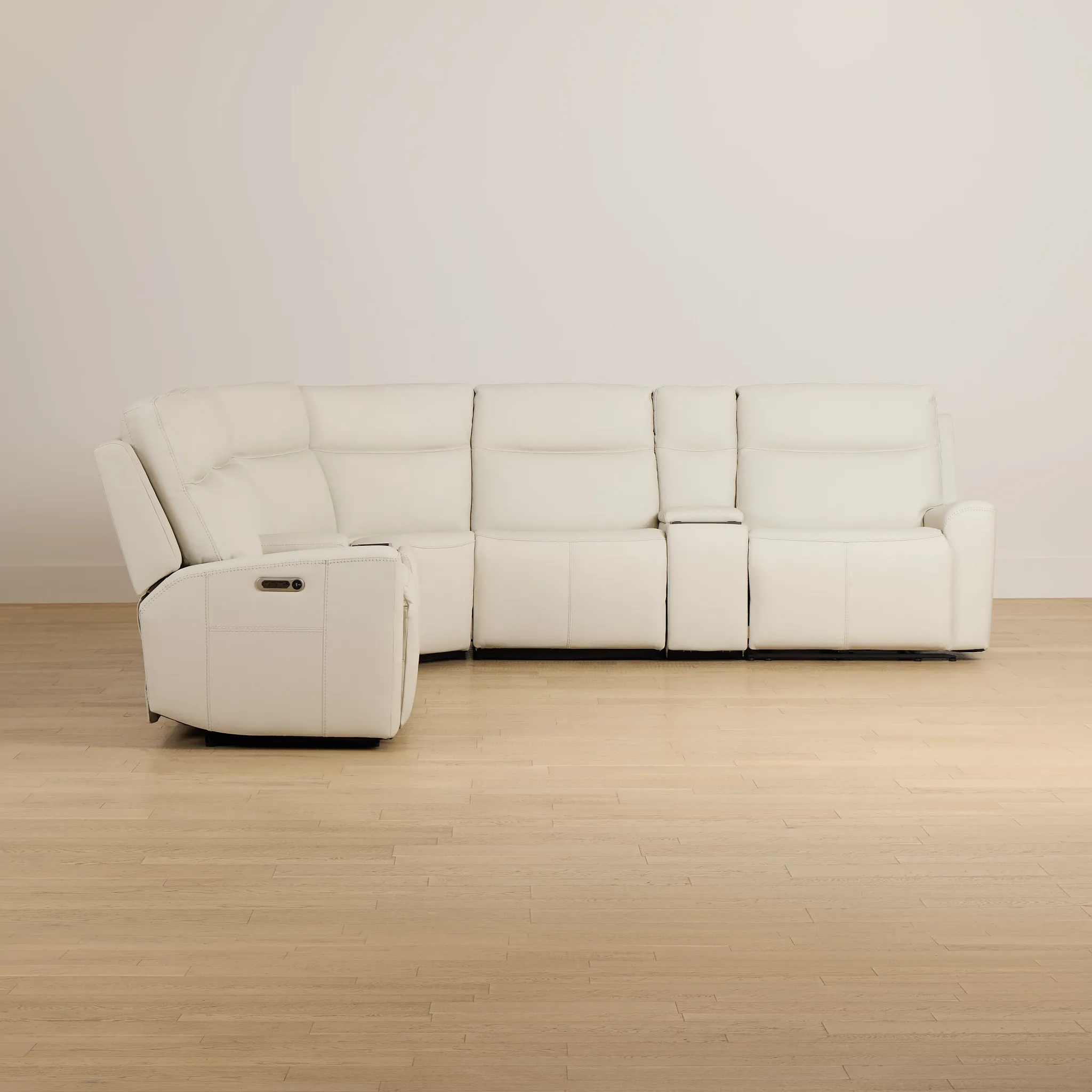 Flexsteel Sterling Ivory Lthr/vinyl Large Dual Power Reclining Two-arm Sectional