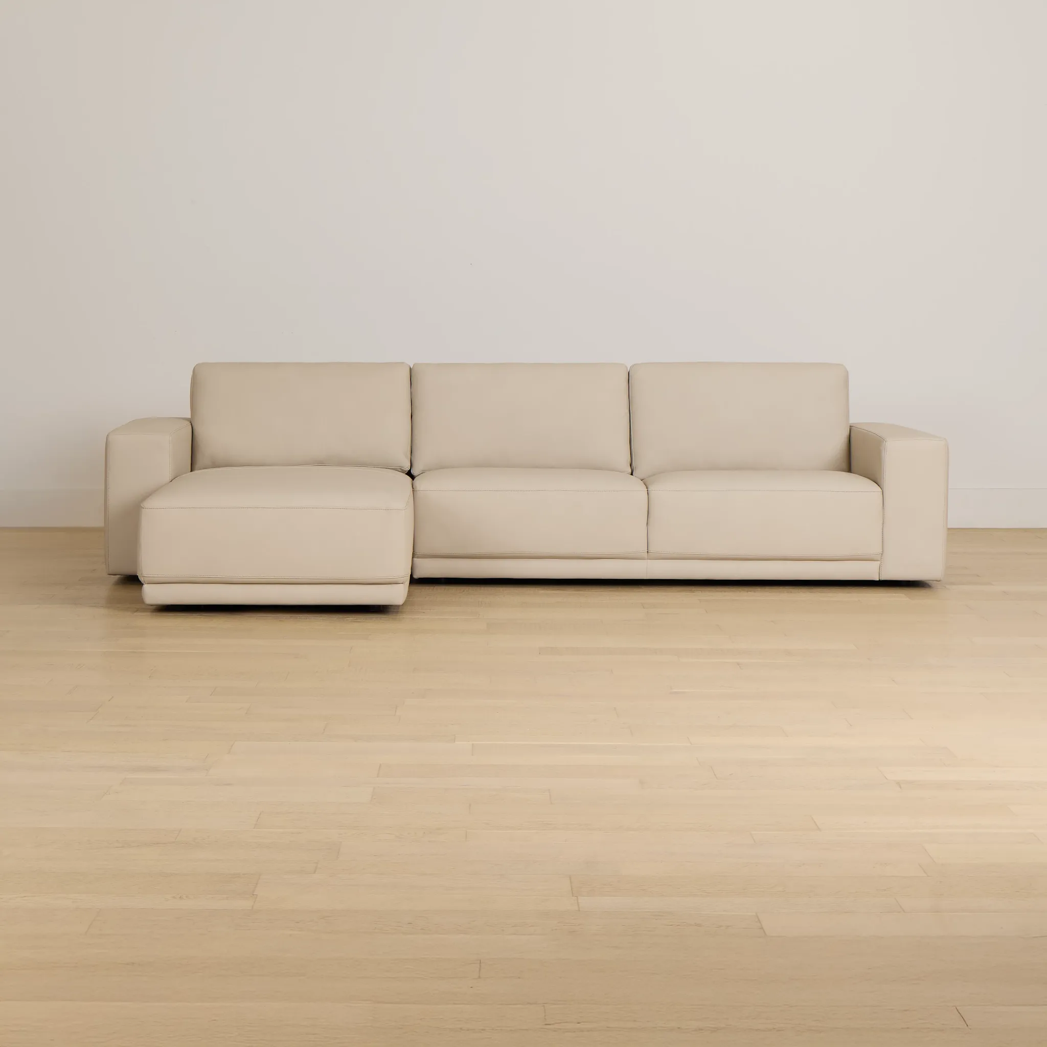 Kellan Ivory Leather Left Chaise Sectional