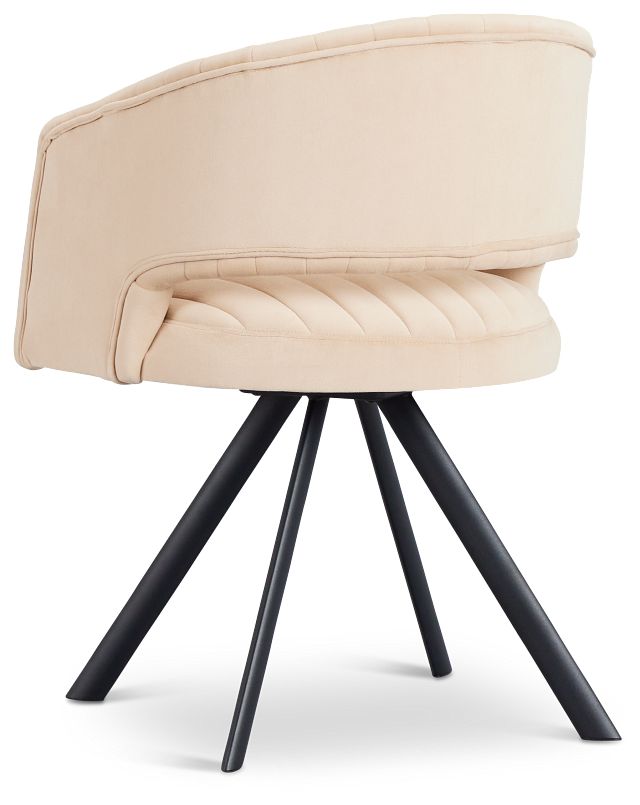 Mandy Beige Velvet Swivel Accent Chair