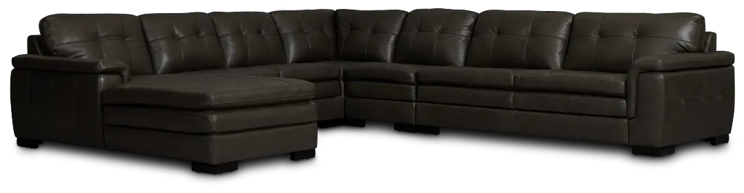 Braden Dark Gray Leather Large Left Chaise Sectional