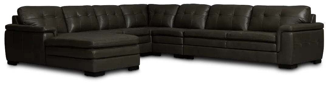 Braden Dark Gray Leather Large Left Chaise Sectional Braden Dark Gray Leather Large Left Chaise Sectional