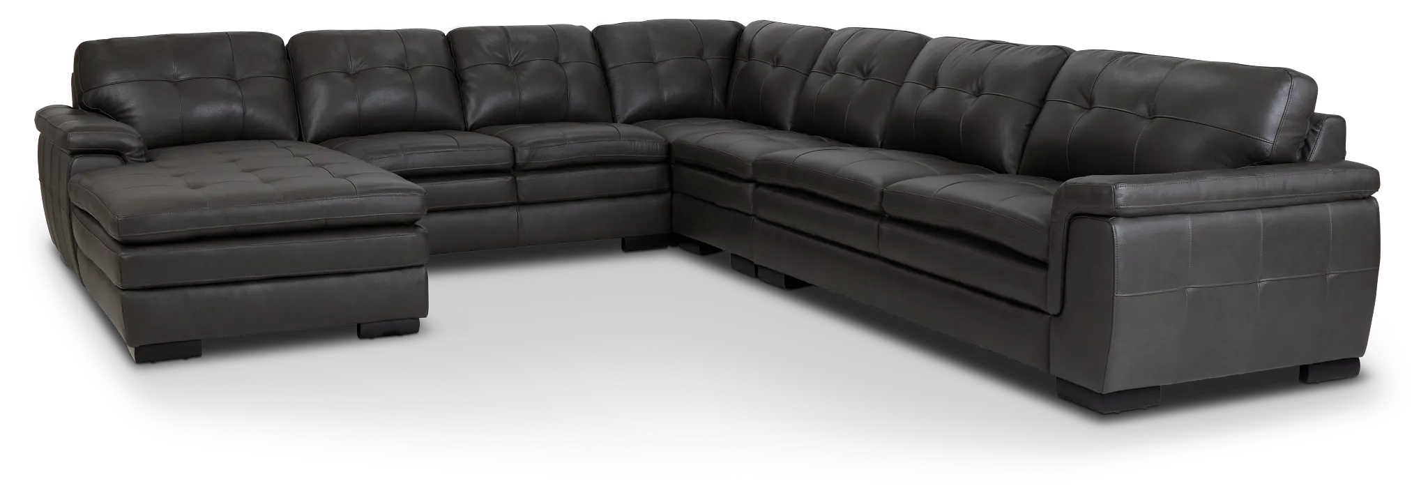 Braden Dark Gray Leather Large Left Chaise Sectional