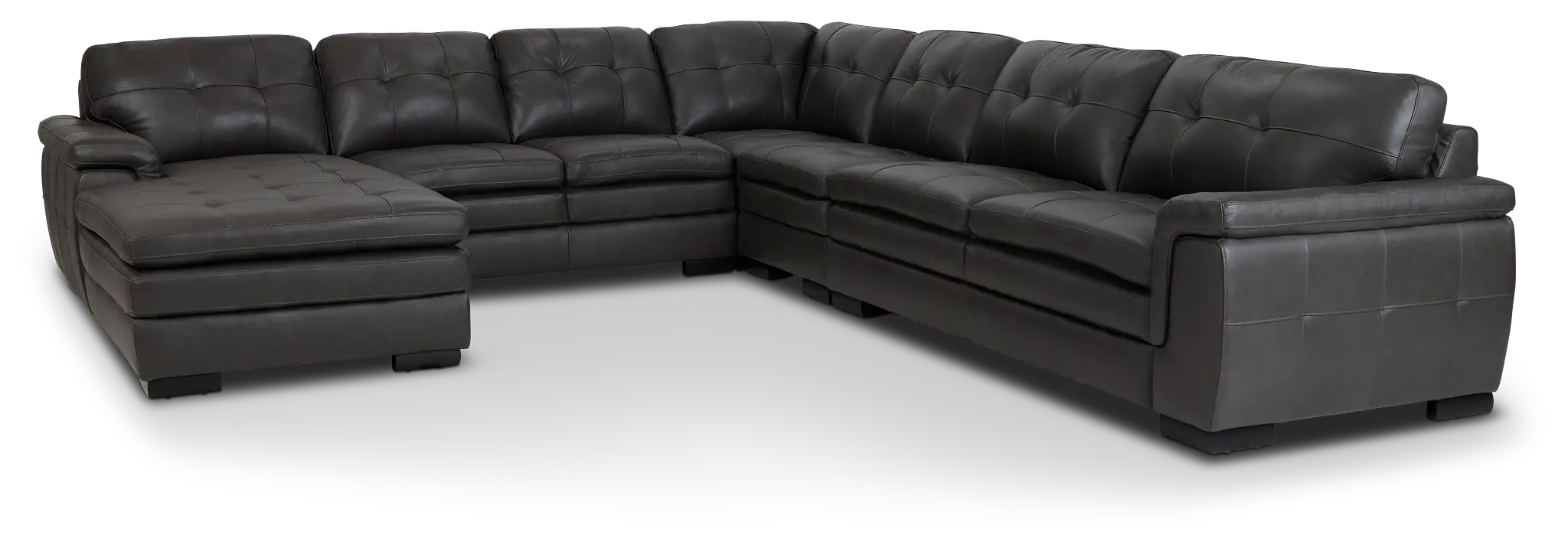 Braden Dark Gray Leather Large Left Chaise Sectional Braden Dark Gray Leather Large Left Chaise Sectional