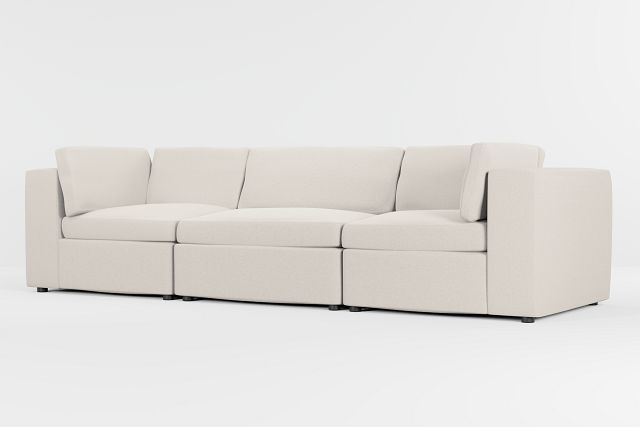 Destin Suave Beige Fabric 3 Piece Modular Sofa