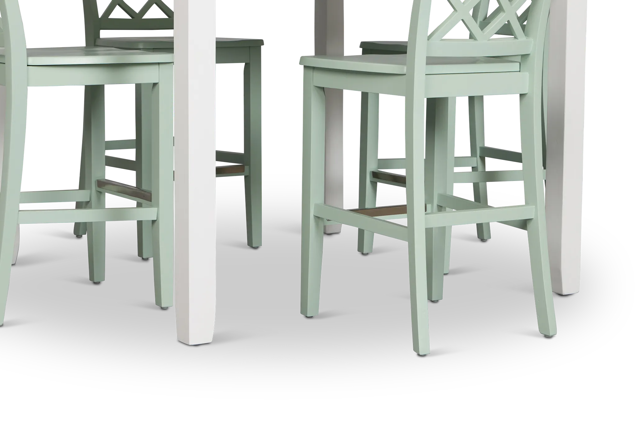 Edgartown Two-tone Square High Table & 4 Light Blue Wood Barstools
