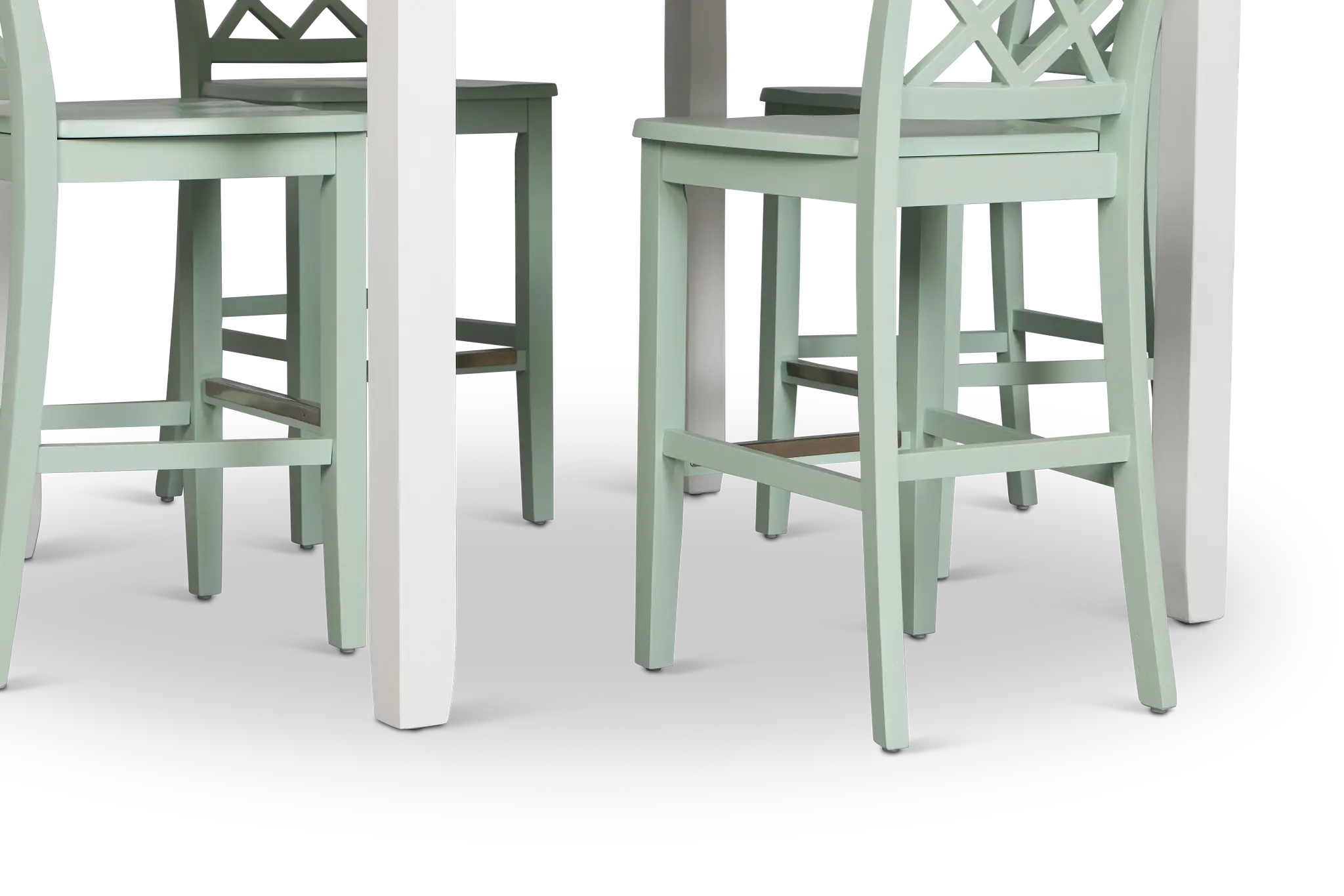 Edgartown Two-tone Square High Table & 4 Light Blue Wood Barstools Edgartown Two-tone Square High Table & 4 Light Blue Wood Barstools
