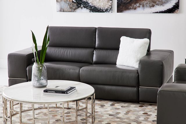 Dante Gray Leather Power Reclining Sofa