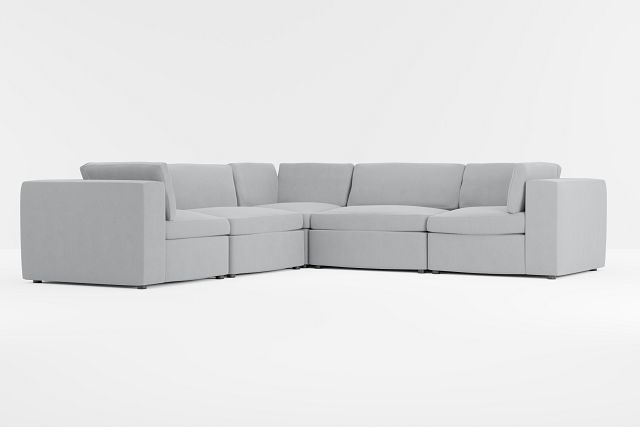 Destin Revenue Gray Fabric 5-piece Modular Sectional