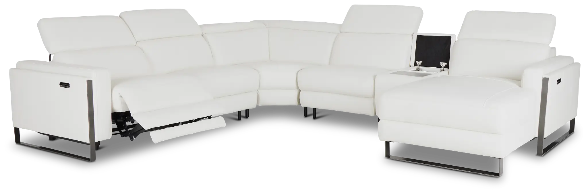 Atlas White Lthr/vinyl Medium Power Reclining Right Chaise Sectional Atlas White Lthr/vinyl Medium Power Reclining Right Chaise Sectional