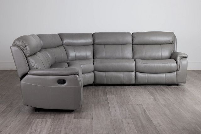 Graham Gray Lthr/vinyl Small Two-arm Manually Reclining Sectional