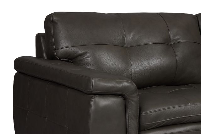 Braden Dark Gray Leather Small Right Chaise Sectional
