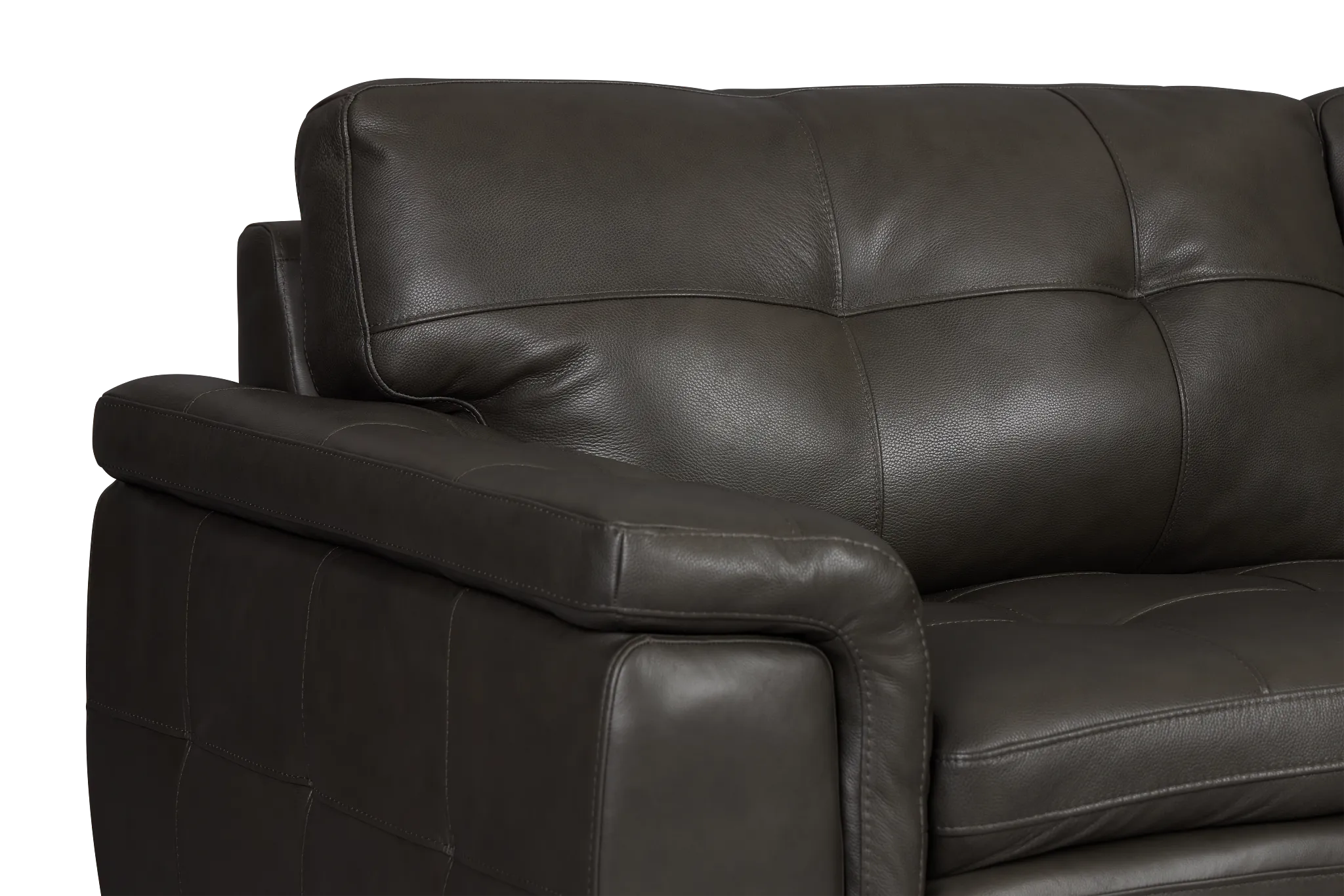 Braden Dark Gray Leather Small Right Chaise Sectional