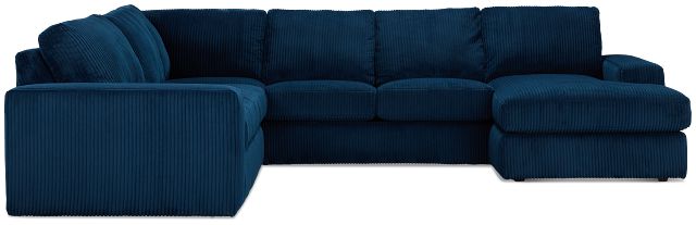 Charlie Dark Blue Fabric Medium Right Chaise Sectional