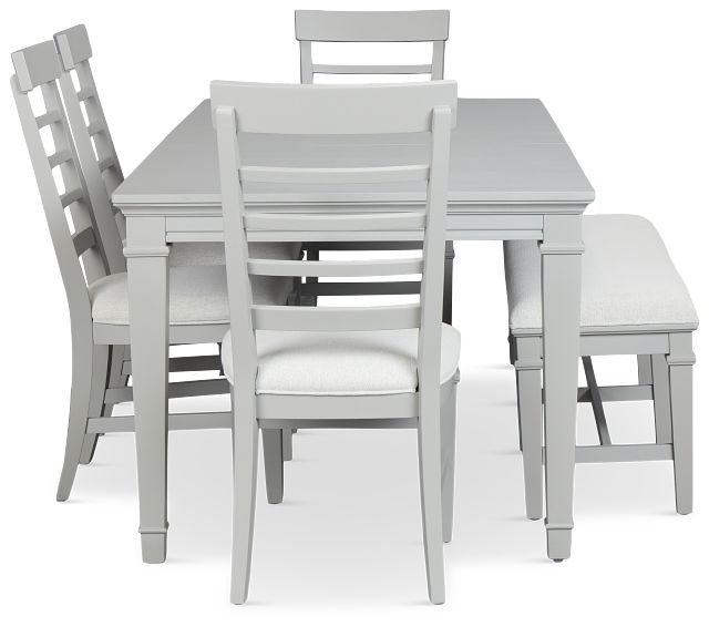 Cape Cod Gray Rect Table, 4 Chairs & Bench