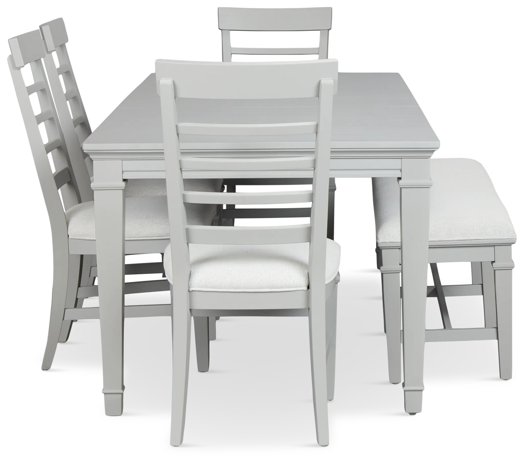 Cape Cod Gray Rect Table, 4 Chairs & Bench