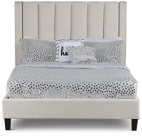 Audrey Beige Velvet Platform Bed