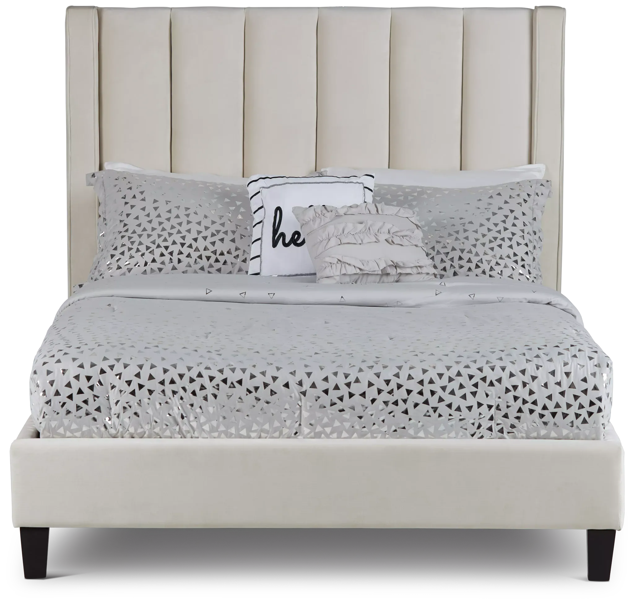 Audrey Beige Velvet Platform Bed