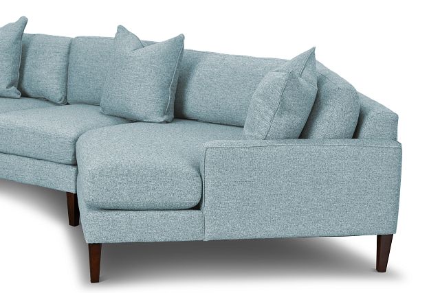 Morgan Teal Fabric Right-arm Cuddler Sectional With Wood Legs