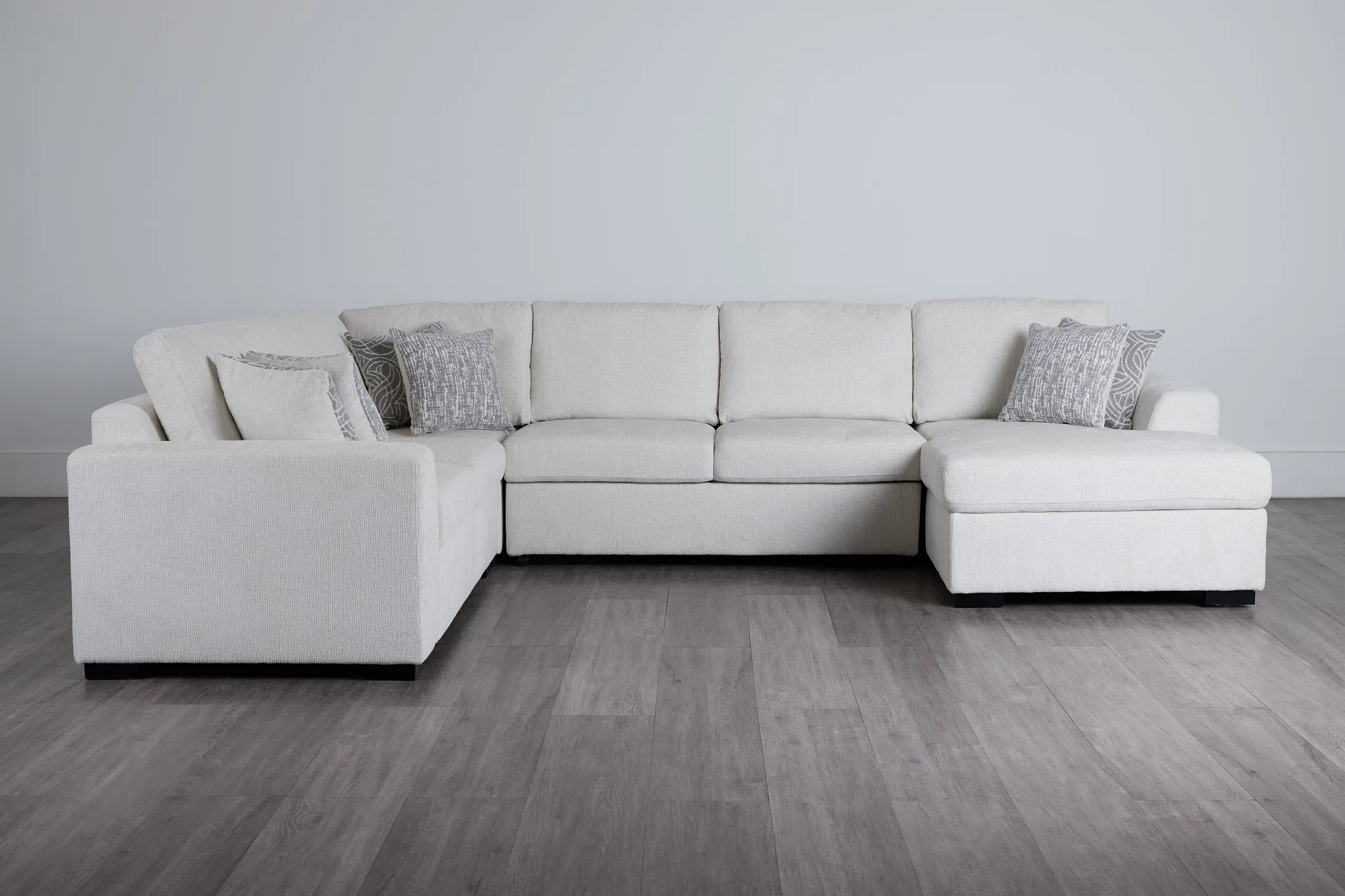 Blakely White Fabric Large Left Chaise Storage Sleeper Sectional