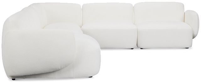 Halsey White Fabric Medium Left Facing Cuddler Sectional