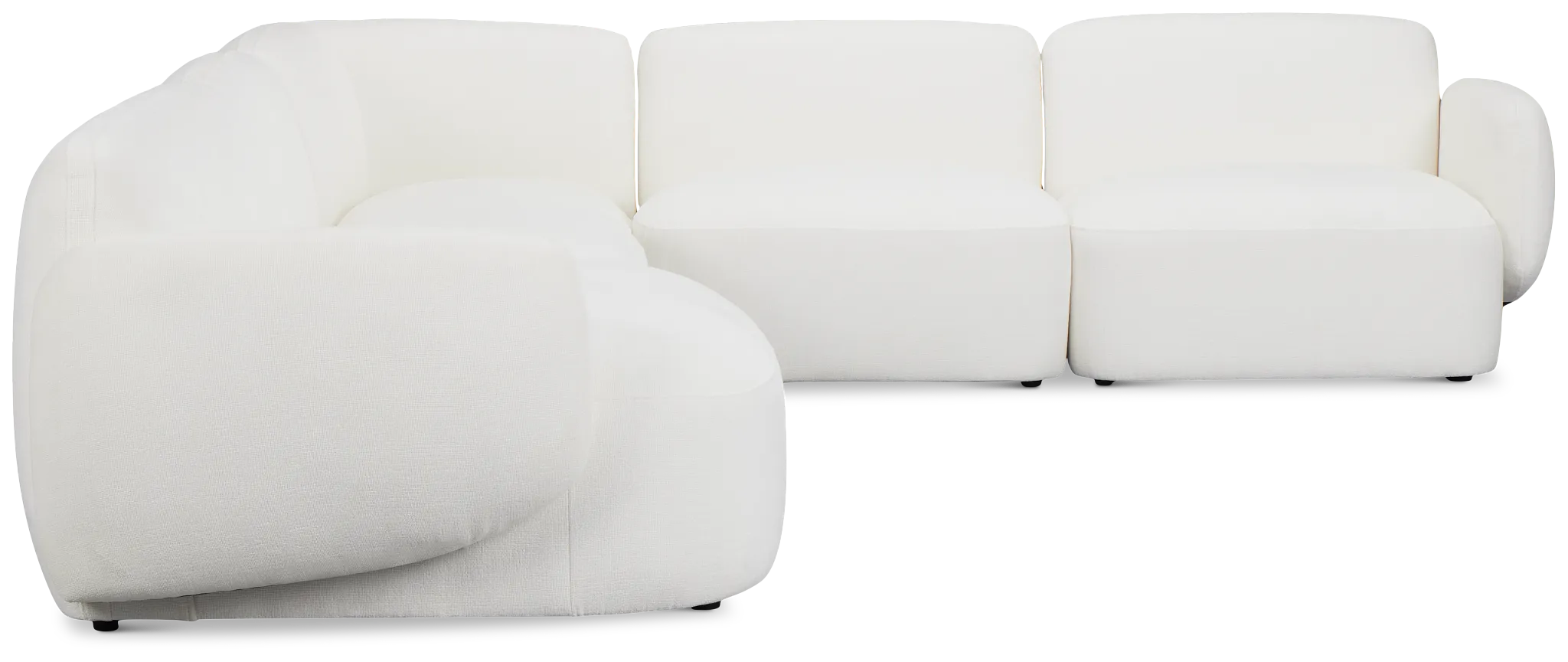Halsey White Fabric Medium Left Facing Cuddler Sectional