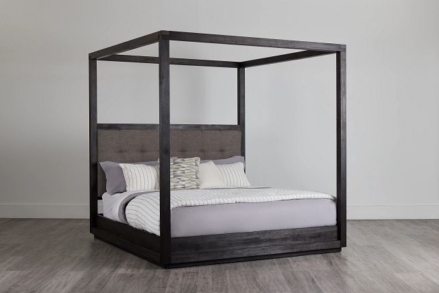 Madden Gray Fabric Canopy Bed