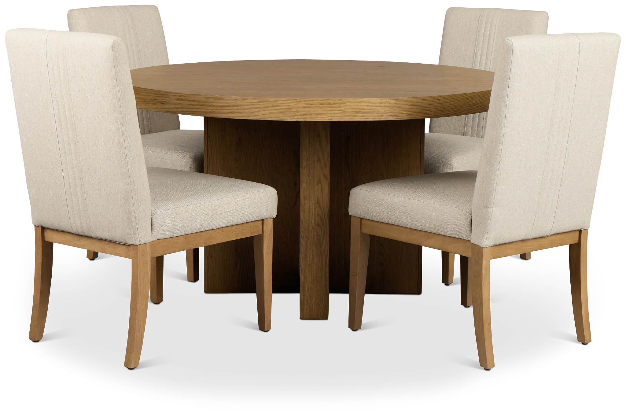 Tahoe Light Tone Round Table & 4 Upholstered Chairs