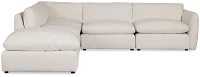 Serena White Fabric 5-piece Right Facing Bumper Sectional