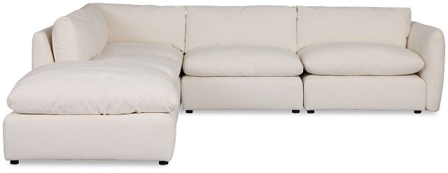 Serena White Fabric 5-piece Right Facing Bumper Sectional