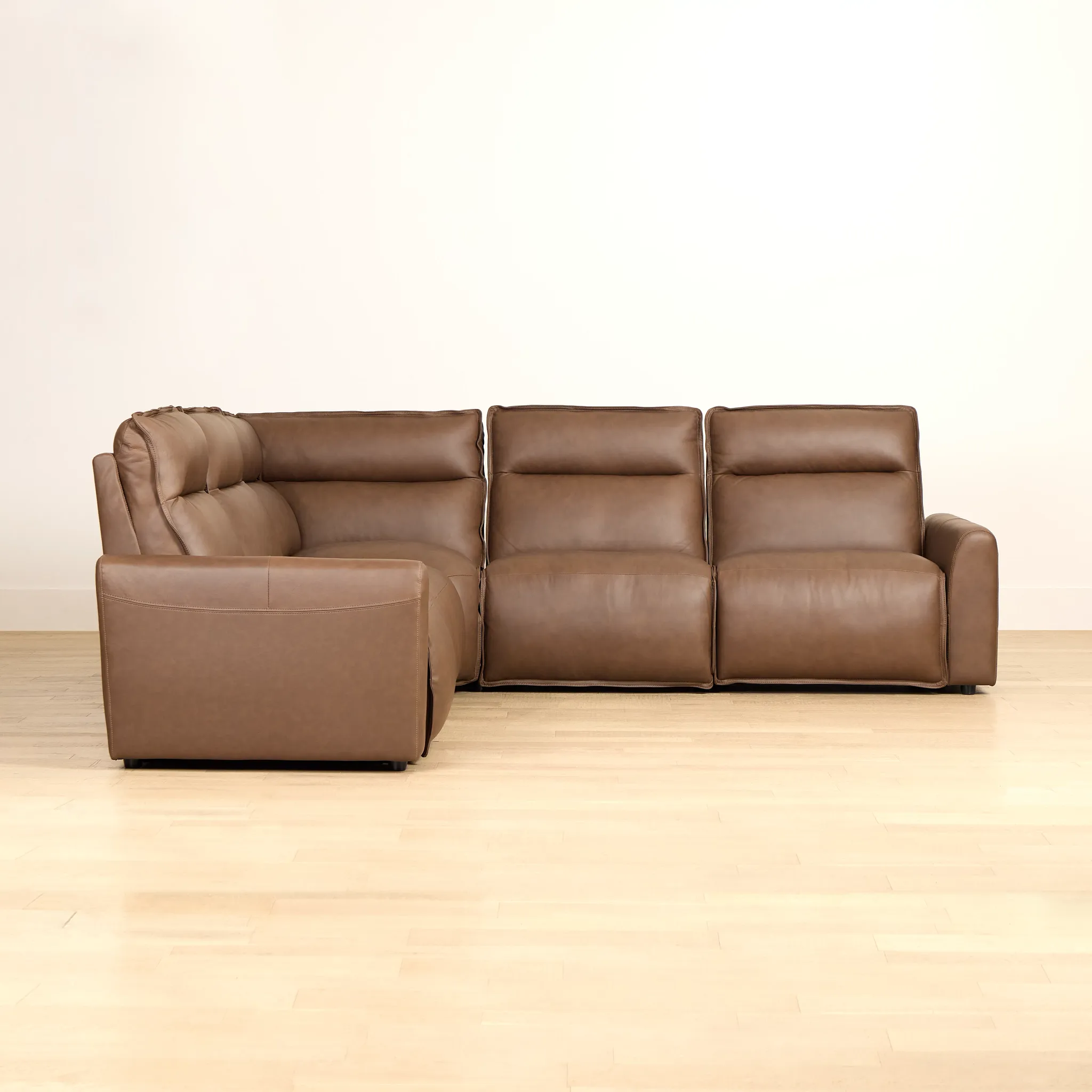 Edison Dark Brown Lthr/vinyl Small Triple Power Reclining Two-arm Sectional