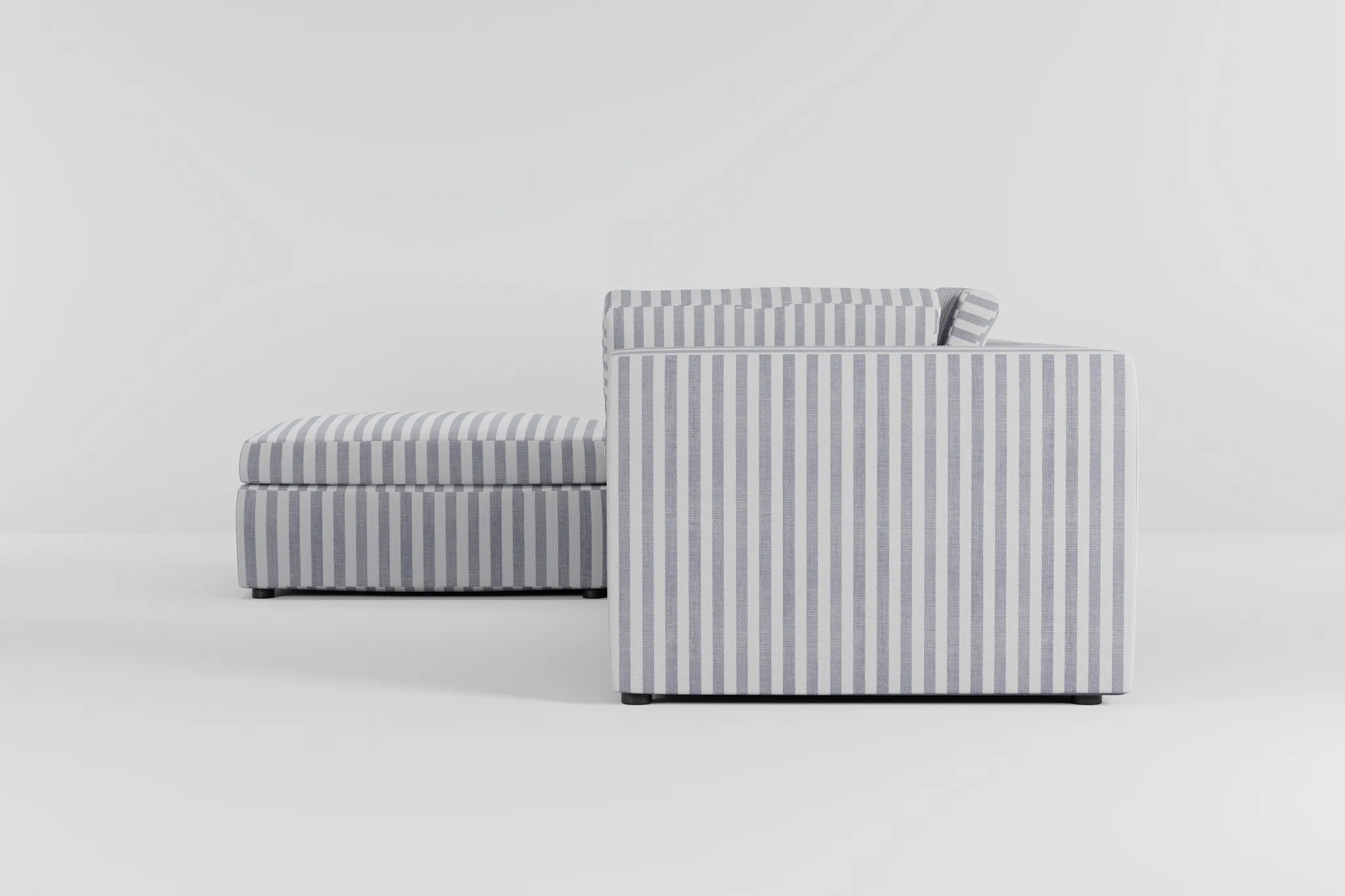 Destin Sea Lane Dark Blue Fabric 4-piece Bumper Sectional