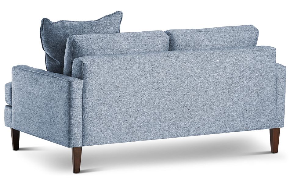 Morgan Blue Fabric Small Sofa With Wood Legs