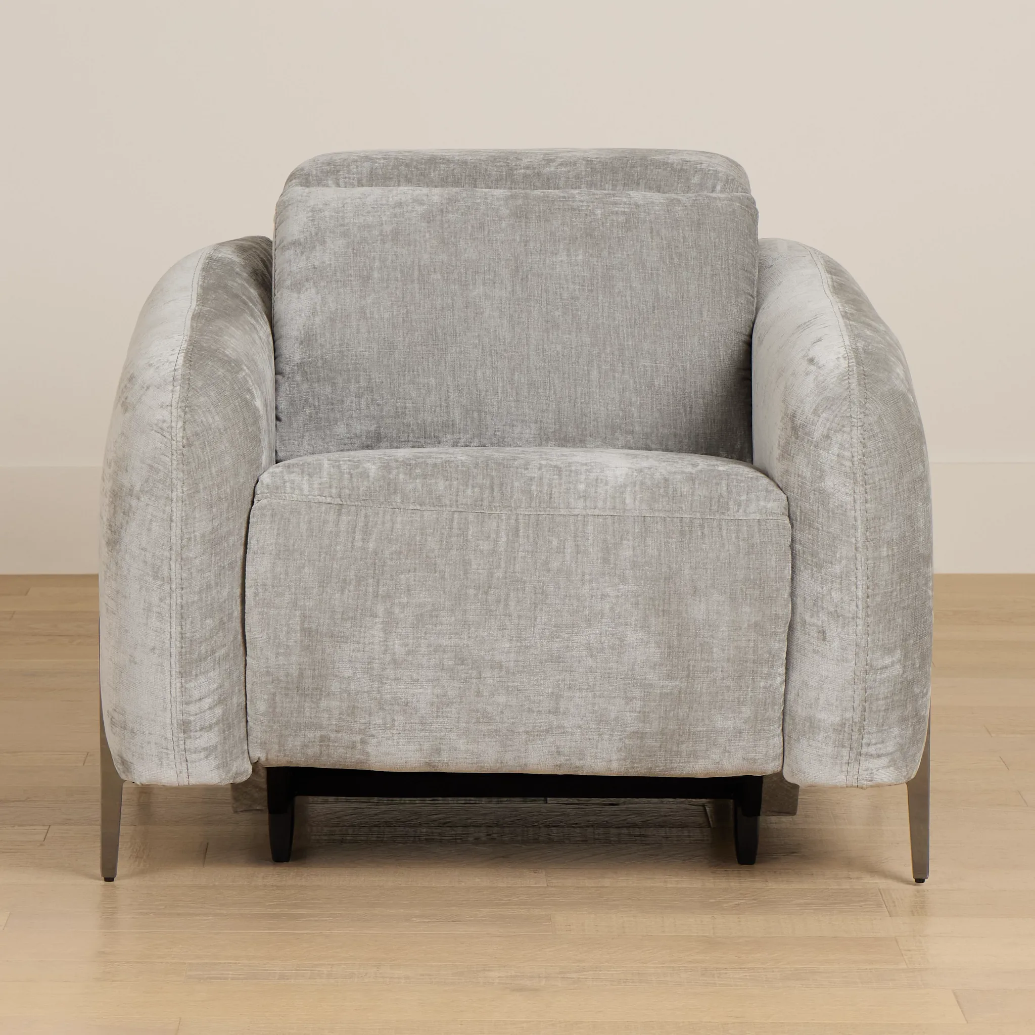 Zuri Gray Velvet Power Recliner With Power Headrest