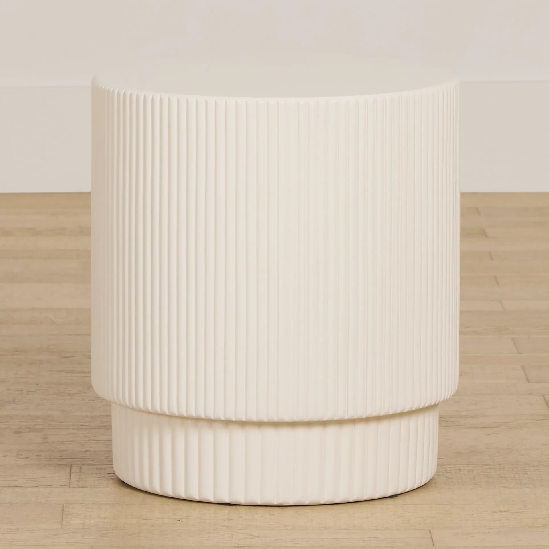 Cypress White Round End Table