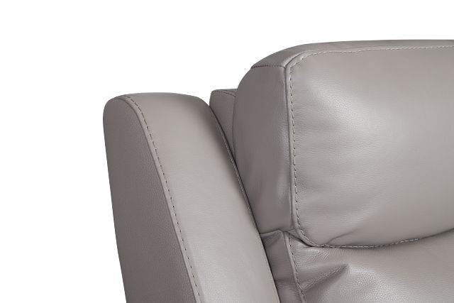 Walker Light Gray Lthr/vinyl Power Reclining Console Loveseat W/ Power Headrest