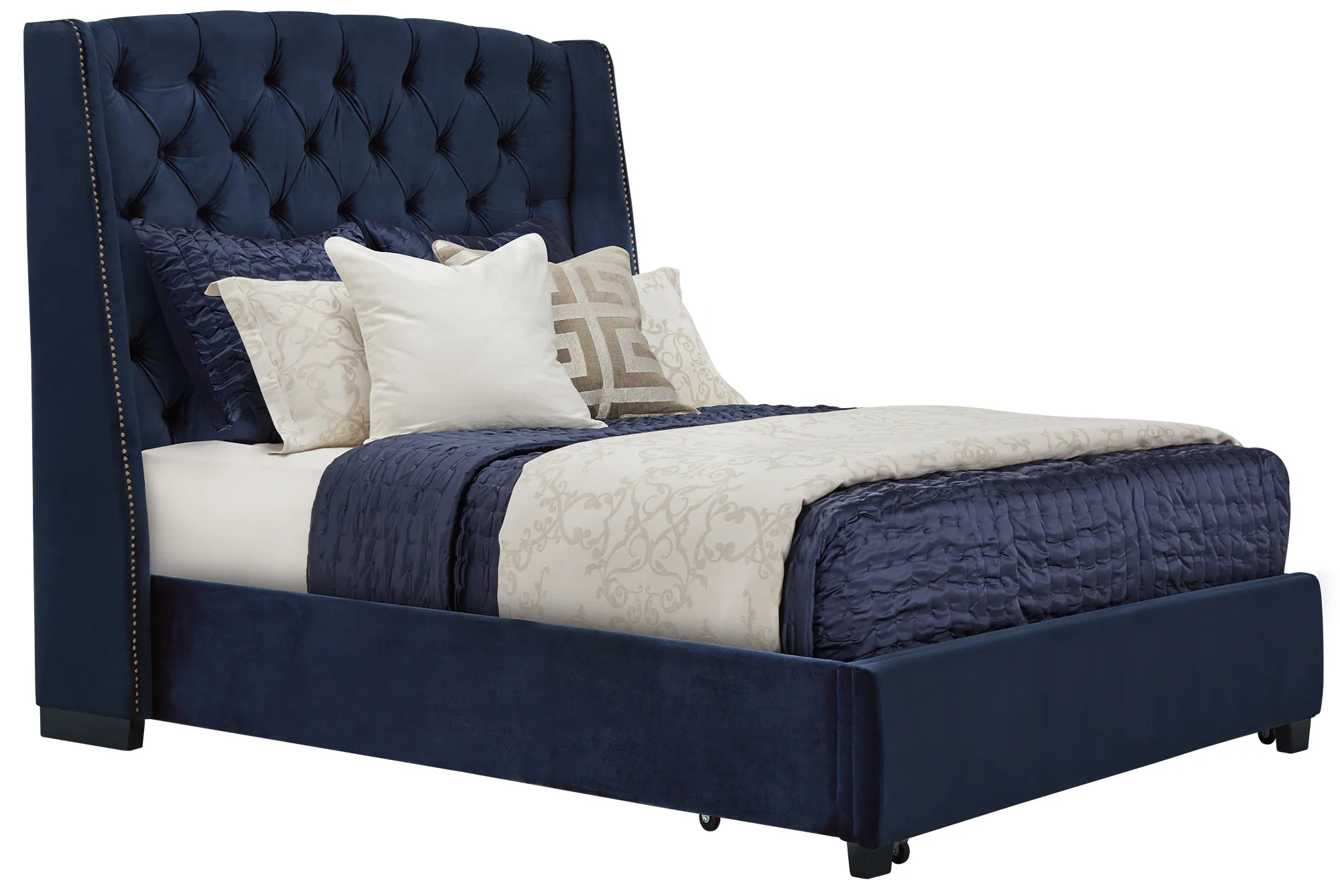Raven Dark Blue Uph Platform Storage Bed