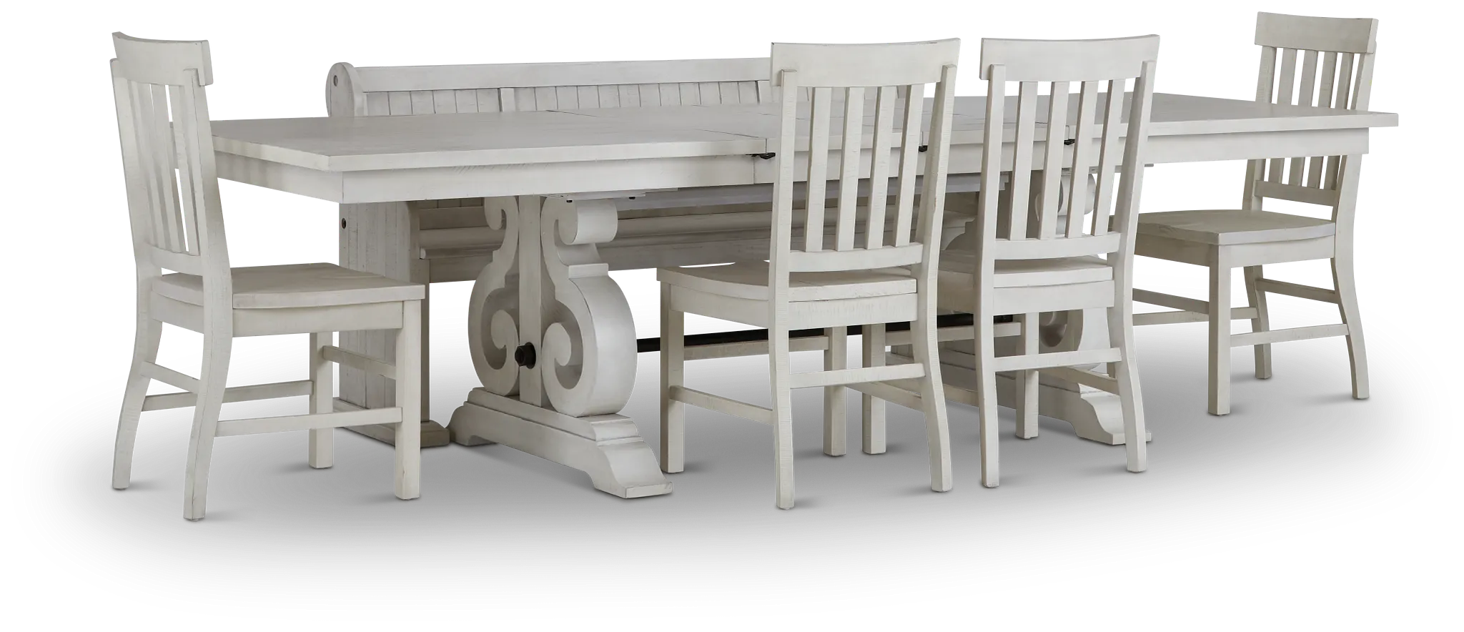 Sonoma Ivory Trestle Table, 4 Chairs & Bench