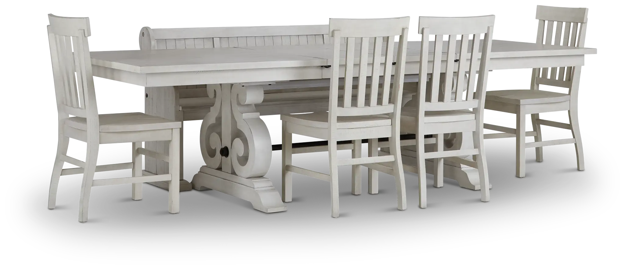 Sonoma Ivory Trestle Table, 4 Chairs & Bench Sonoma Ivory Trestle Table, 4 Chairs & Bench