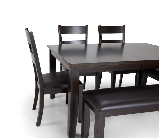 Navarro Dark Tone Rect Table, 4 Chairs & Bench (7)