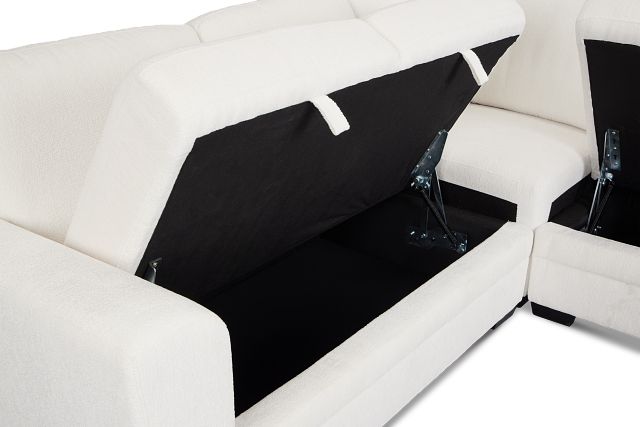 Everly White Fabric Small 2-arm Storage Sectional