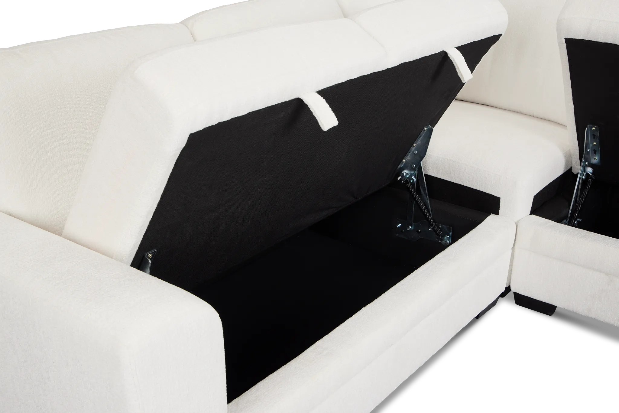 Everly White Fabric Small 2-arm Storage Sectional