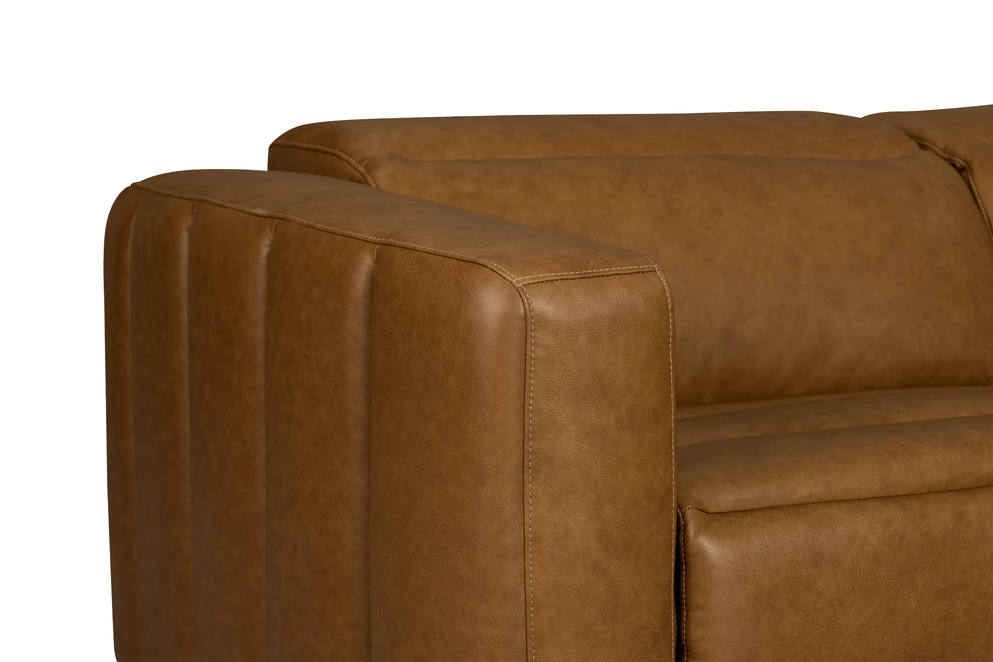 Jace Medium Brown Lthr/vinyl Small Dual Power Reclining Two-arm Sectional