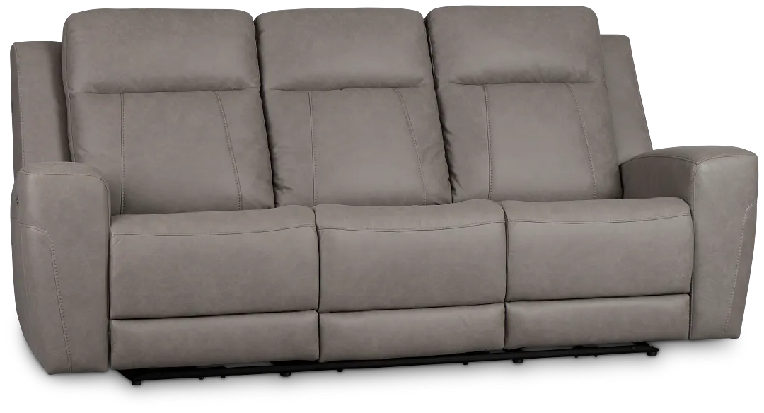 Colton Light Gray Micro Power Reclining Sofa W/ Power Headrest