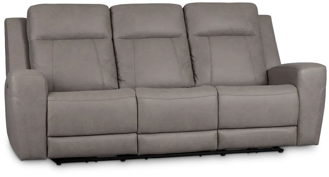 Colton Light Gray Micro Power Reclining Sofa W/ Power Headrest Colton Light Gray Micro Power Reclining Sofa W/ Power Headrest