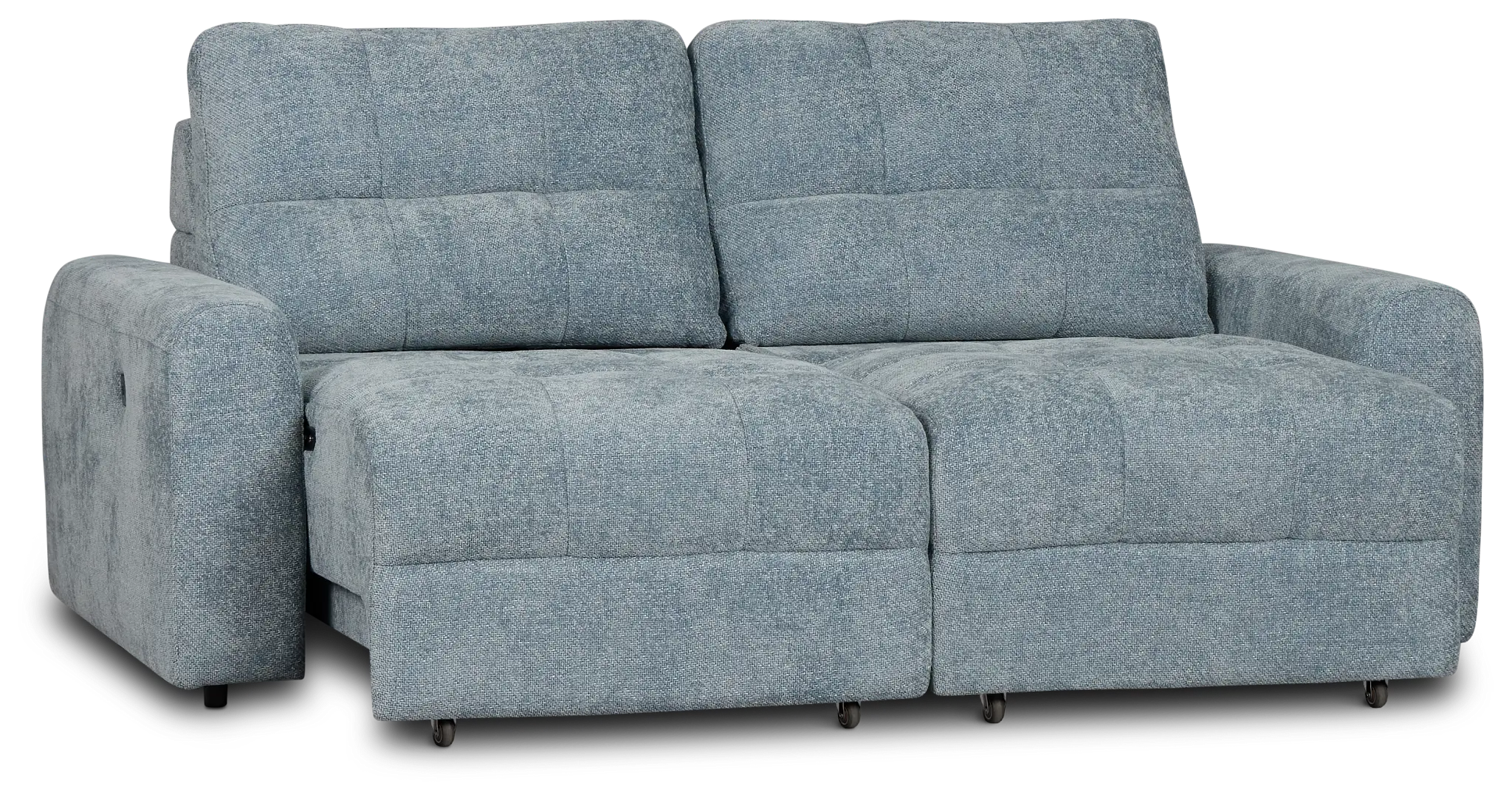 Hendrix Light Blue Fabric Power Extension Chaise Sofa Hendrix Light Blue Fabric Power Extension Chaise Sofa