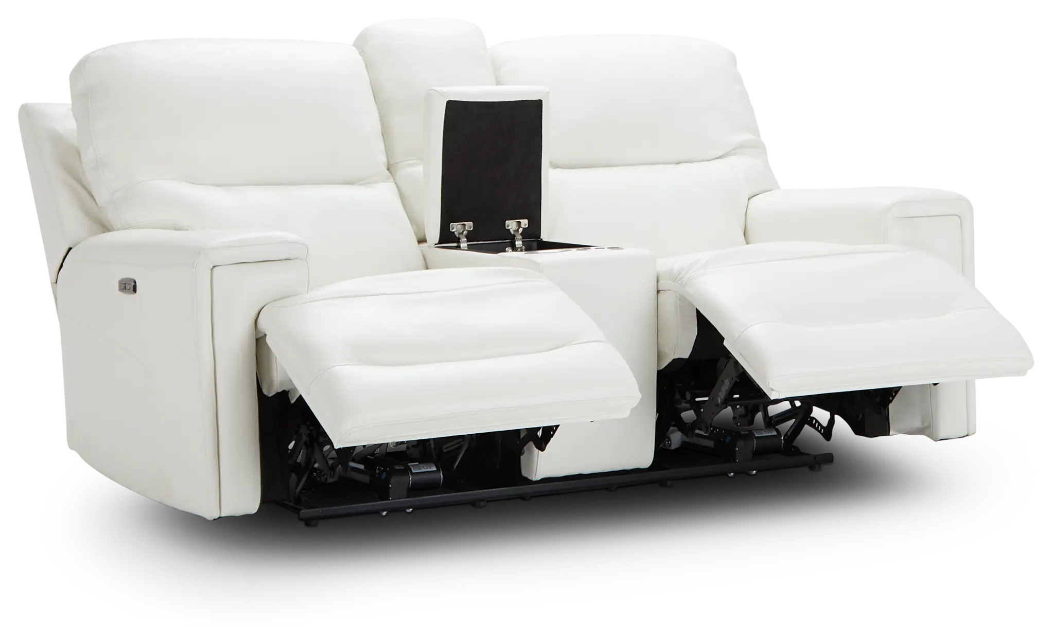 Porto White Lthr/vinyl Power Reclining Console Loveseat Porto White Lthr/vinyl Power Reclining Console Loveseat