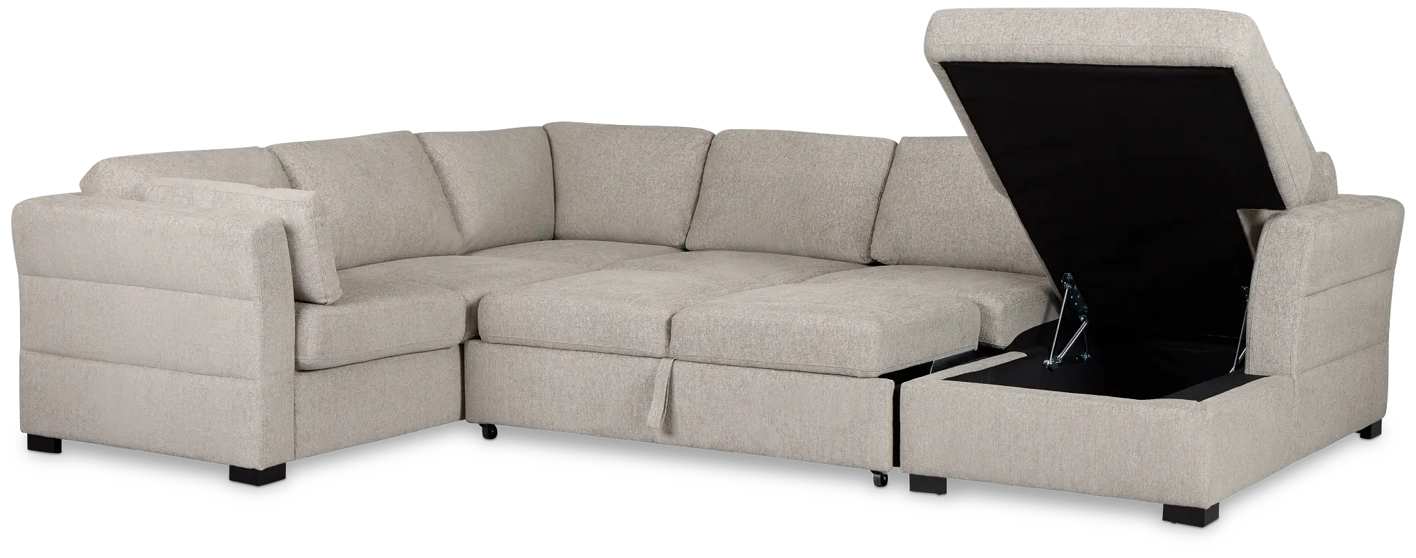 Amber Light Gray Fabric Large Right Chaise Storage Sleeper Sectional Amber Light Gray Fabric Large Right Chaise Storage Sleeper Sectional