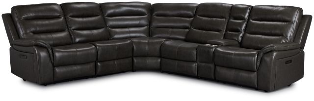 Maverick Dark Gray Lthr/vinyl Medium Dual Power 2-arm Reclining Sectional