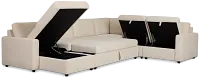 Addie Beige Fabric Medium Left Chaise Storage Sleeper Sectional
