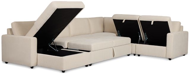 Addie Beige Fabric Medium Left Chaise Storage Sleeper Sectional